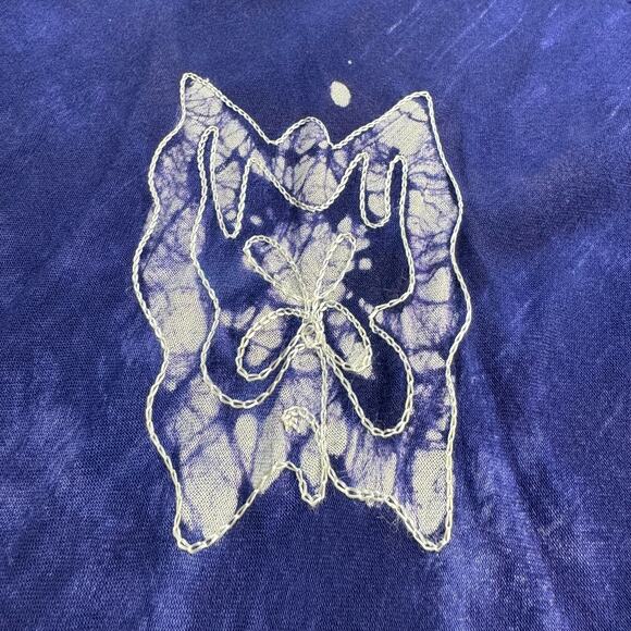 Butterfly Embroidered Beach Dress Free Size Rayon Tie Dye Artsy Asymmetric Fairy - Picture 4 of 11